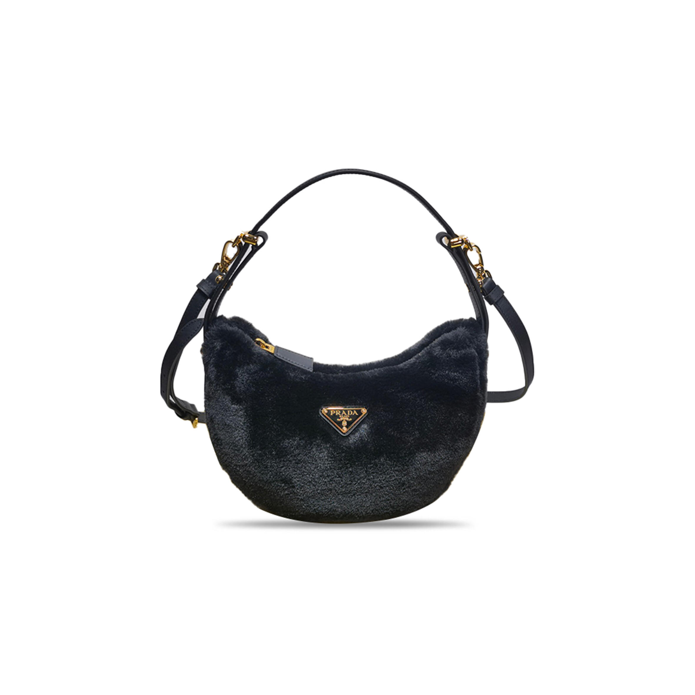 PRADA SHEARLING AND LEATHER ARQU SATCHEL 1BC194 (22.5*18.5*6.5cm)